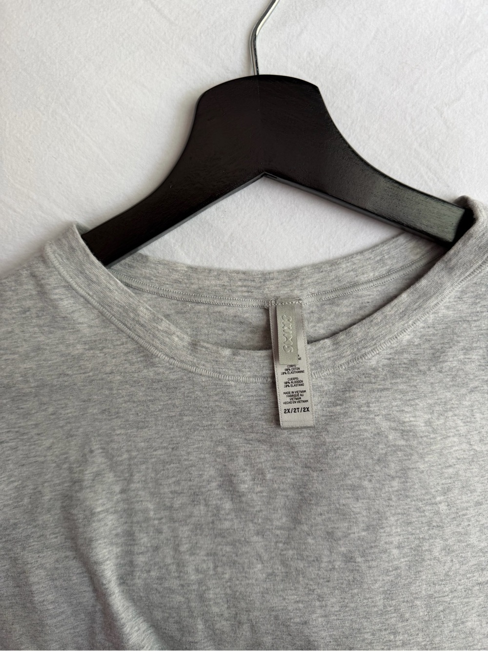 Skims Cotton Jersey Long Sleeve T-Shirt Heather Grey in Size 2X
